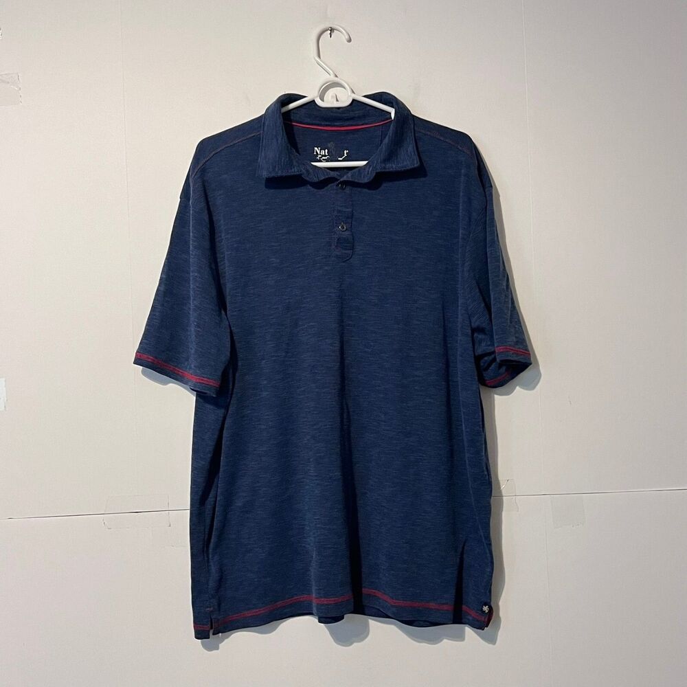 Nat Nast Mens Luxury Original Polo Shirt Size XL Dark Blue Soft Embroidered Logo